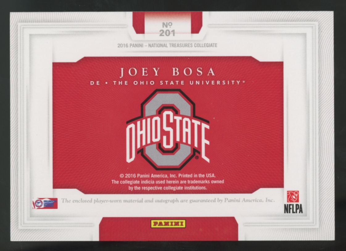 2016 National Treasures Collegiate Joey Bosa RC Patch Auto RPA /99 #201