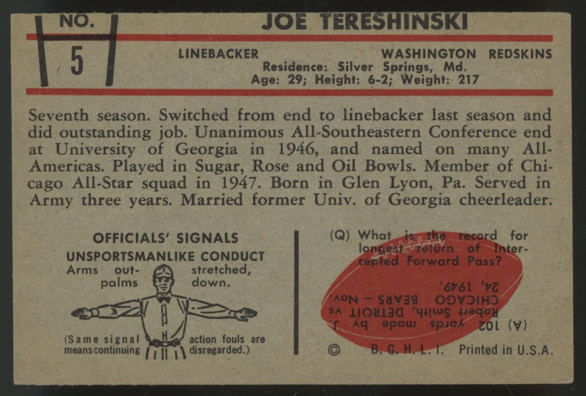1953 Bowman Joe Tereshinski #5 EX+
