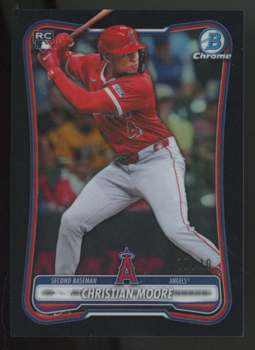 2026 Bowman Chrome Christian Moore RC Black Refractor 10/10 #44