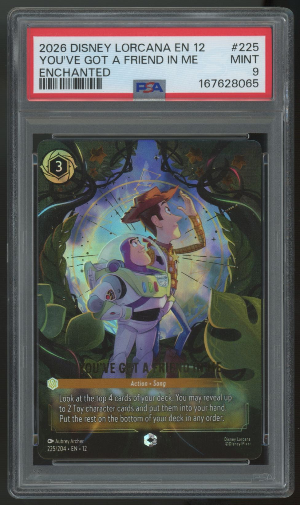 2026 Lorcana You've Got a Friend In Me Wilds Unknown Enchanted #225 PSA 9