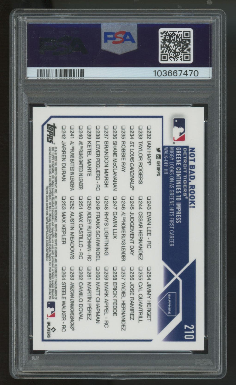 2023 Topps Chrome Sapphire Riley Greene Gold /50 #210 PSA 10