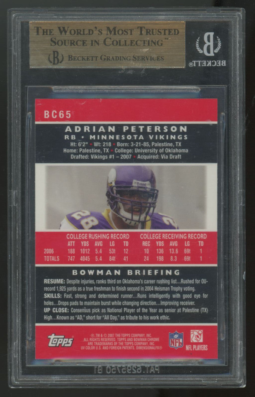 2007 Bowman Chrome Adrian Peterson RC #BC65 BGS 9.5