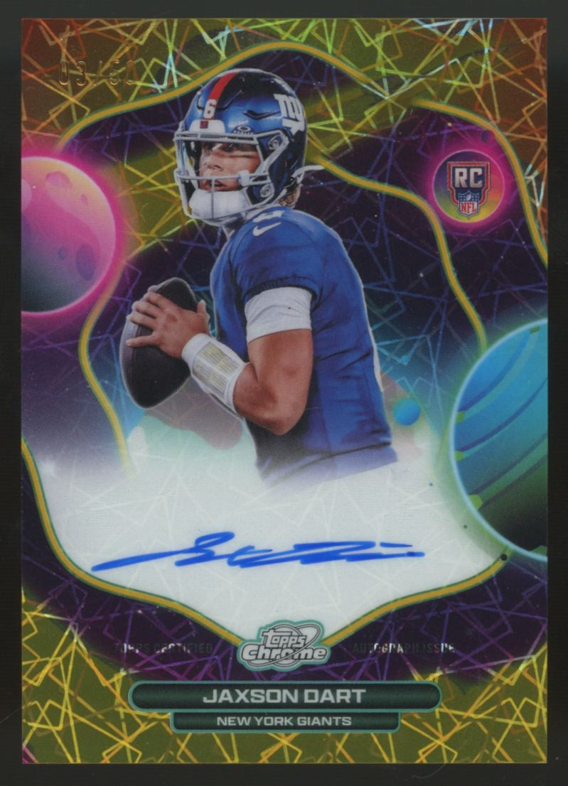 2025 Topps Chrome Cosmic Jaxson Dart RC Gold Interstellar Refractor Auto /50