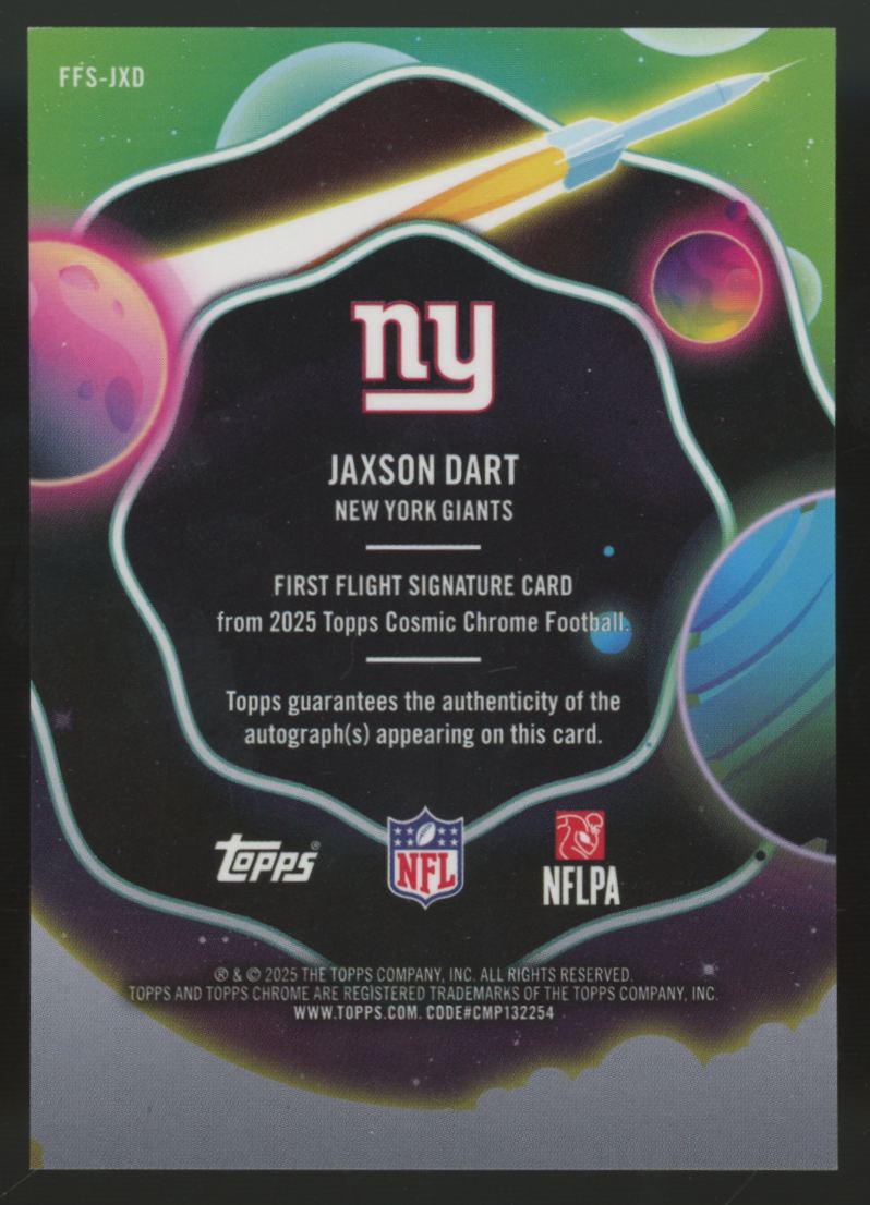 2025 Topps Chrome Cosmic Jaxson Dart RC Gold Interstellar Refractor Auto /50