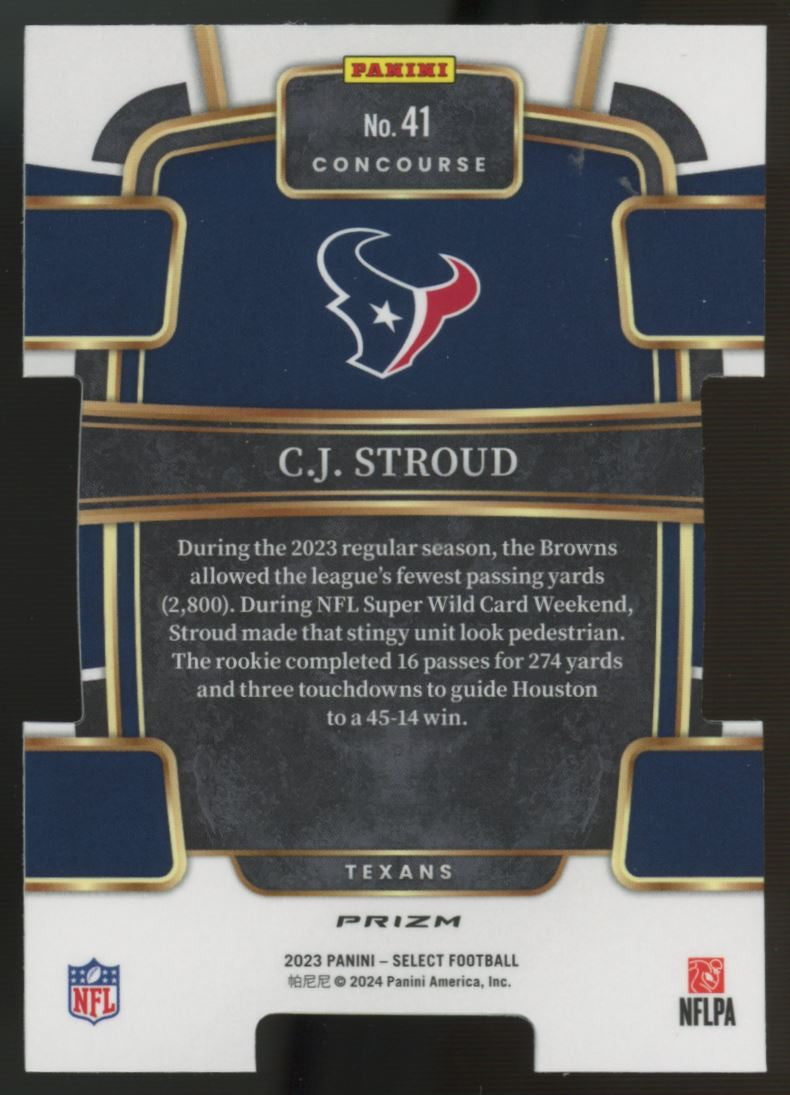2023 Select CJ Stroud RC Die Cut Silver Prizm #41 "A"