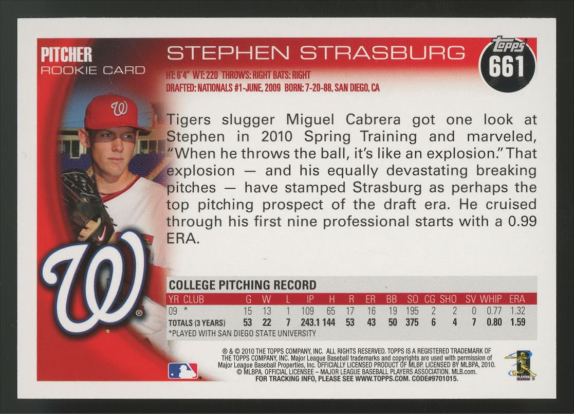 2010 Topps Baseball Complete Set (661) Posey Strasburg RC