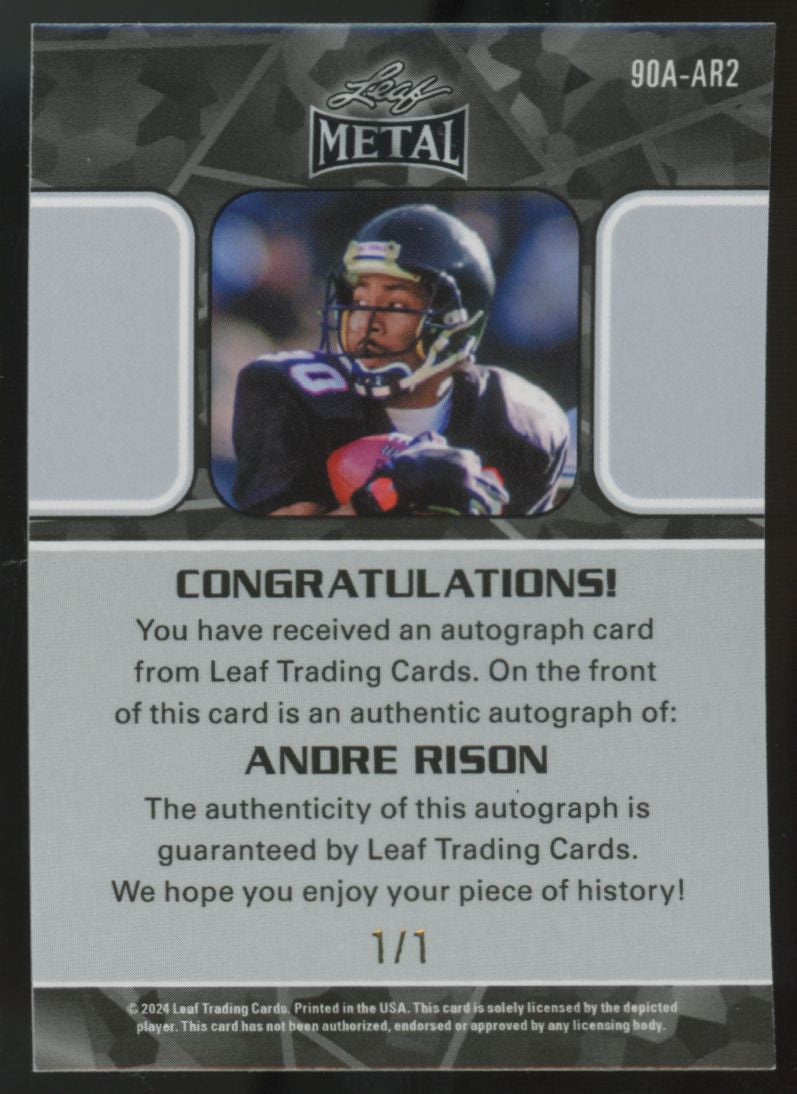 2025 Leaf Metal Andre Rison Gold Vinyl Auto 1/1 #90A-AR2
