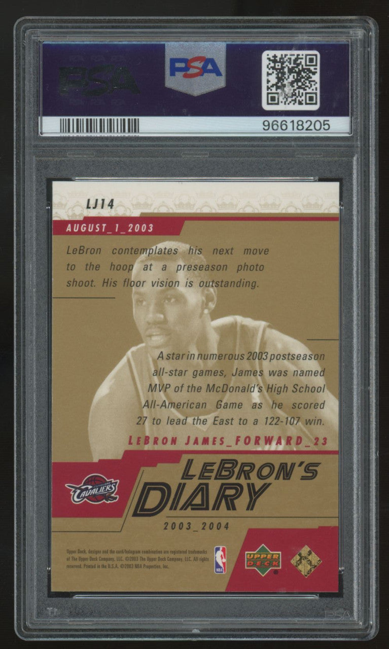 2003-04 Upper Deck LeBron James RC LeBron's Diary #LJ14 PSA 9