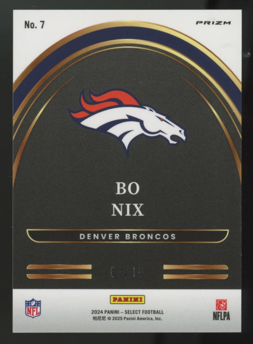 2024 Panini Select Bo Nix RC Future Gold Pandora /10 #7