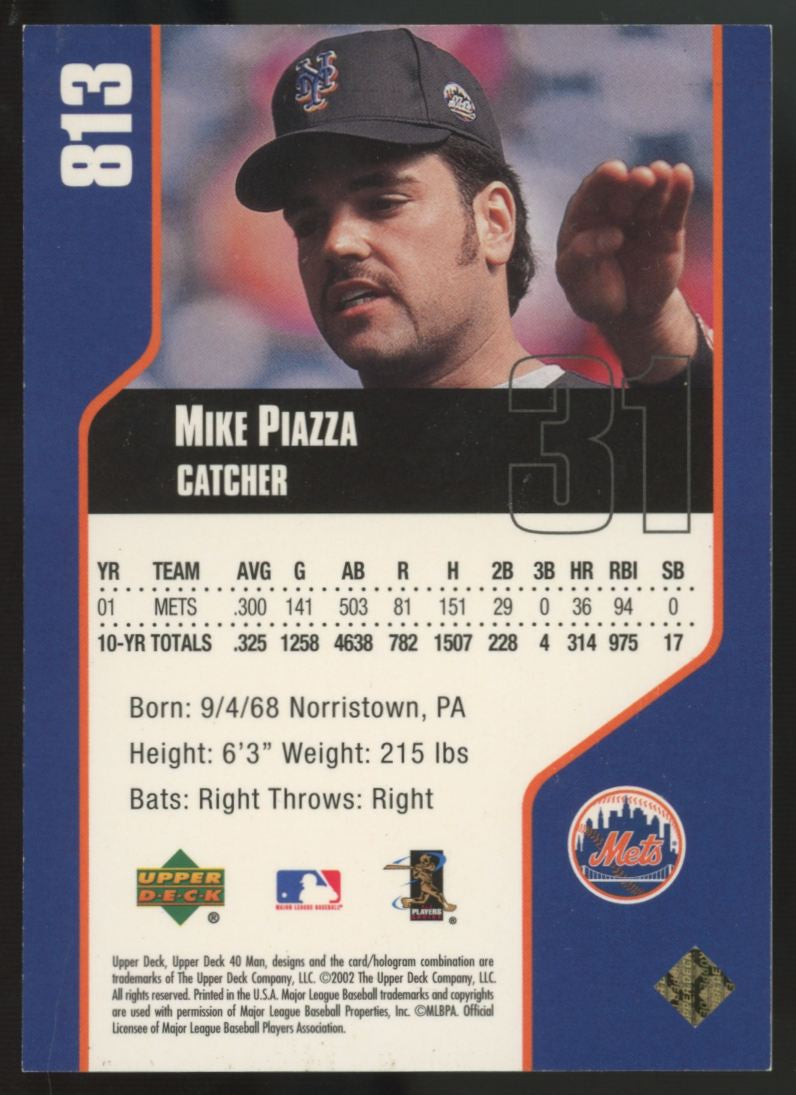 2002 Upper Deck 40 Man Mike Piazza Electric Rainbow /40 #813
