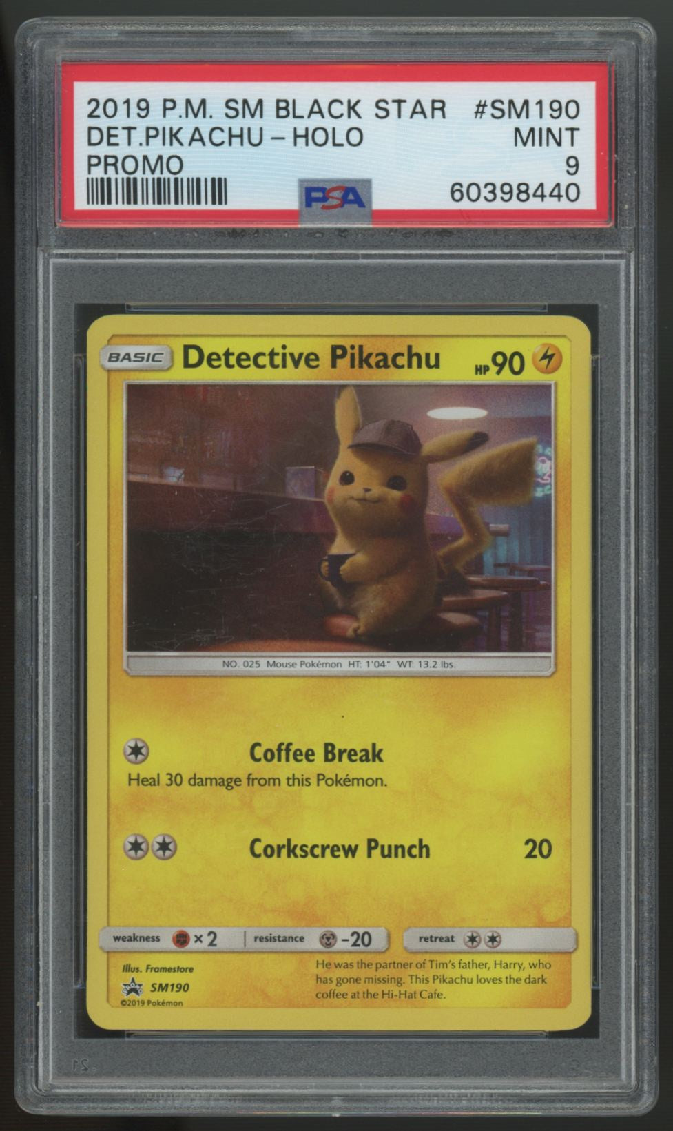 2019 Pokemon Detective Pikachu Black Star Holo Promo #SM190 PSA 9