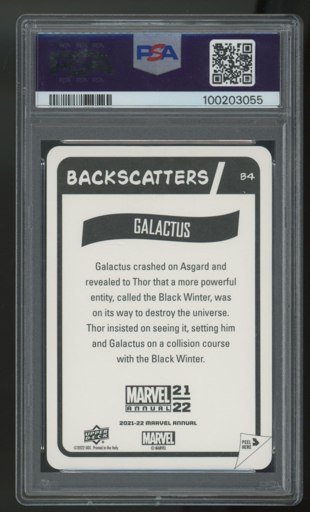 2021-22 UD Marvel Annual Galactus Backscatters #B4 PSA 9
