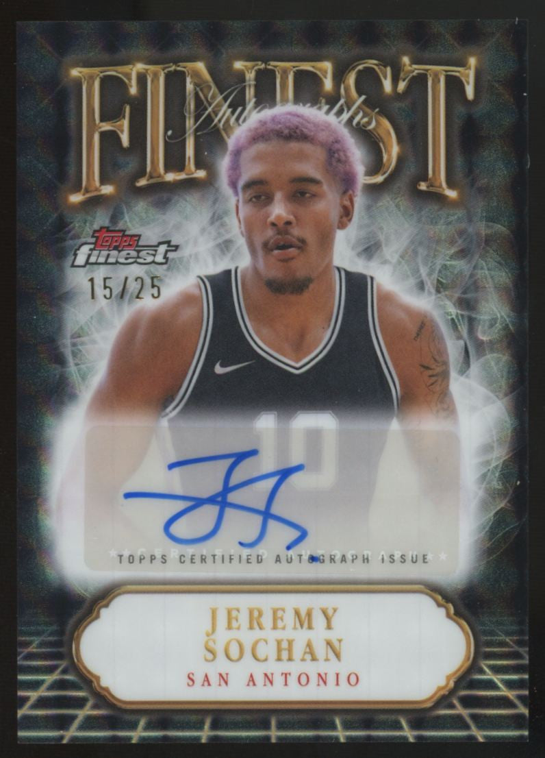 2024-25 Topps Finest Jeremy Sochan Black Geometric Auto /25 #FA-JS
