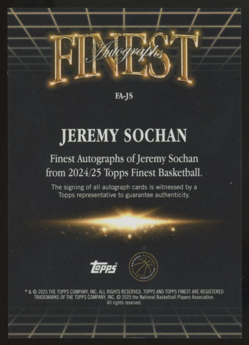 2024-25 Topps Finest Jeremy Sochan Black Geometric Auto /25 #FA-JS