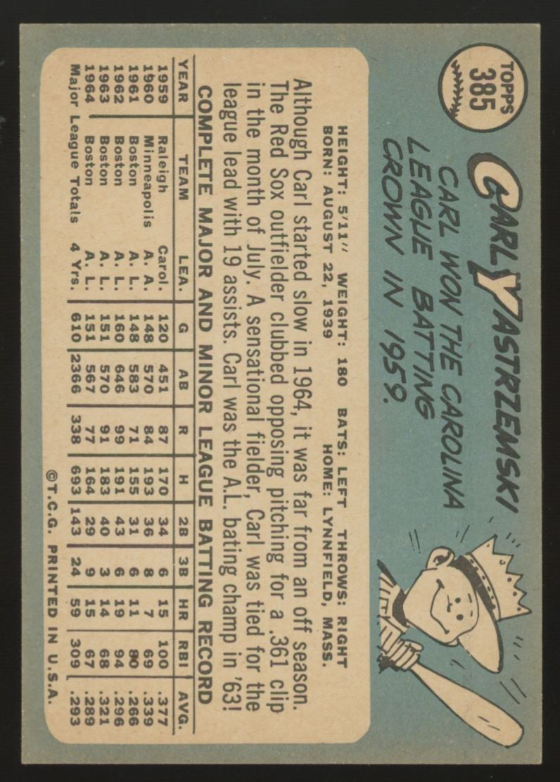 1965 Topps Carl Yastrzemski #385 EX/MT "A"