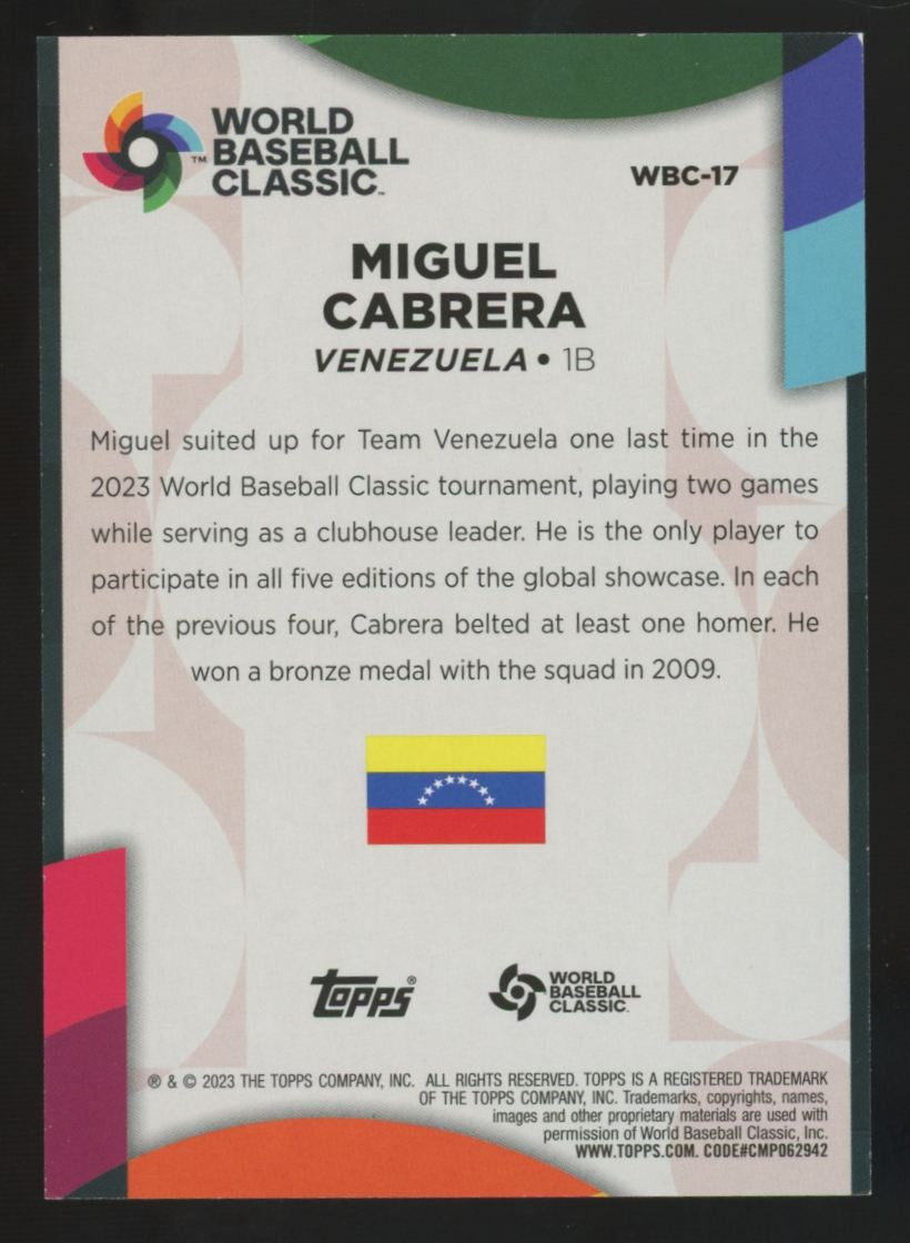 2023 Topps Series 2 Miguel Cabrera World Classic Stars Red /10 #WBC-17