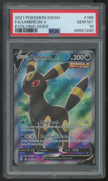 2021 Pokemon Umbreon V Evolving Skies Full Art #188 PSA 10