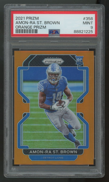 2021 Prizm Amon-Ra St. Brown RC Orange Prizm /249 #358 PSA 9