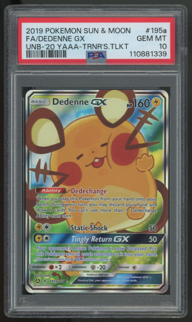 2019 Pokemon Dedenne GX Trainers's Toolkit Alt Full Art #195a PSA 10