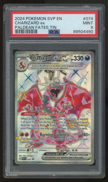 2024 Pokemon Charizard ex Paldean Fates Tin Promo #074 PSA 9