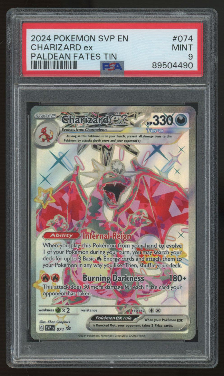 2024 Pokemon Charizard ex Paldean Fates Tin Promo #074 PSA 9