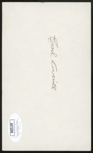 Earl Averill Signed Autographed Index Card JSA Authentic