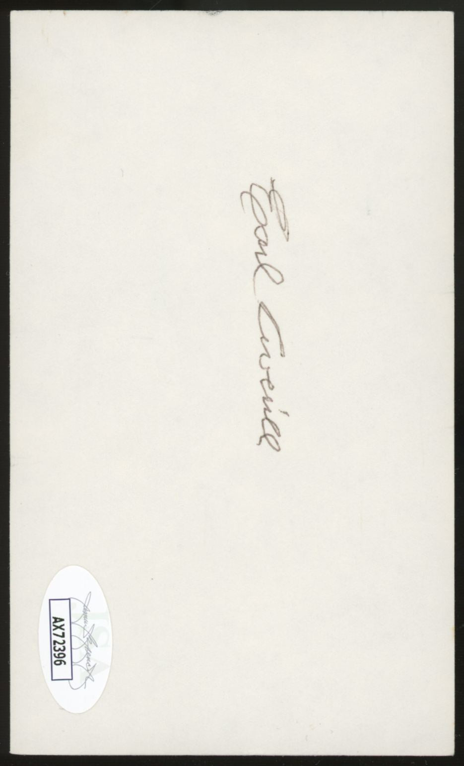 Earl Averill Signed Autographed Index Card JSA Authentic