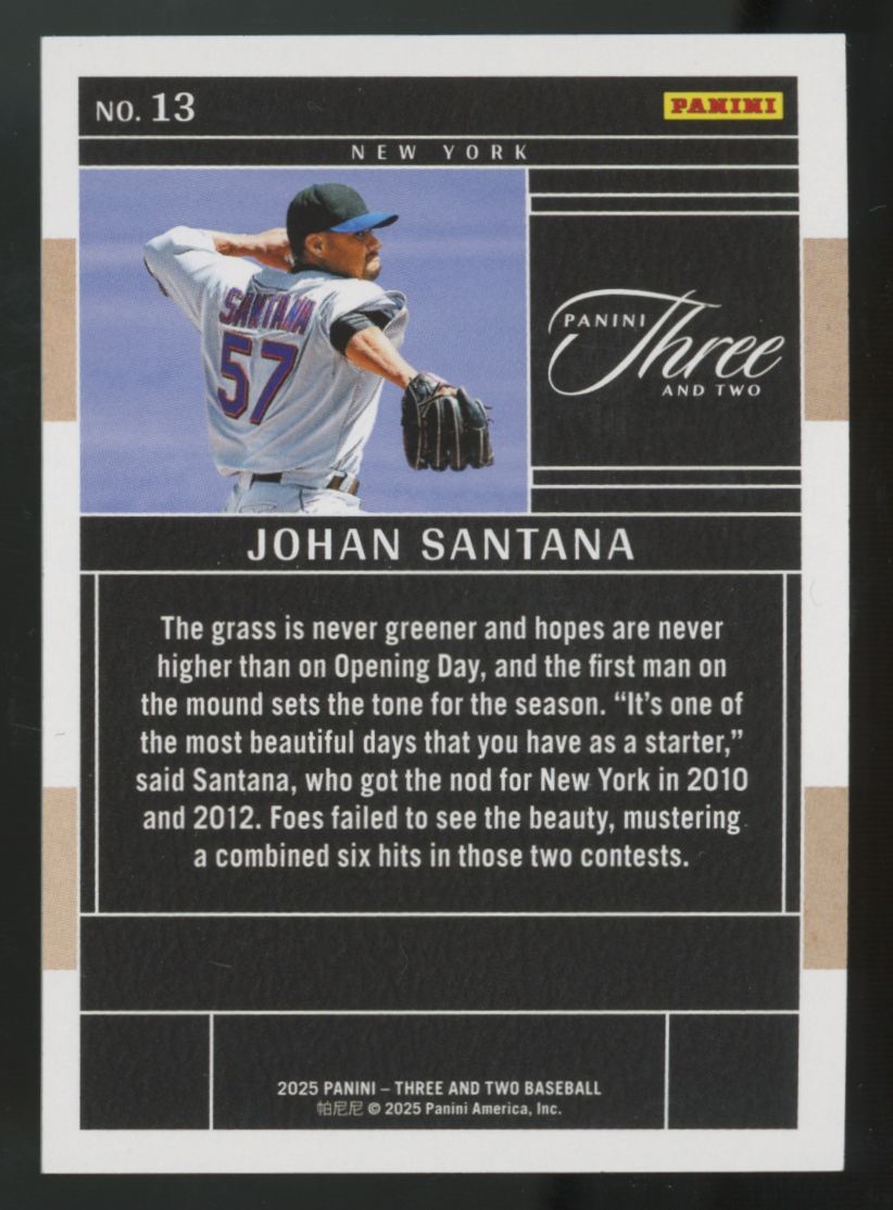 2025 Panini Three & Two Johan Santana Emerald /5 #13