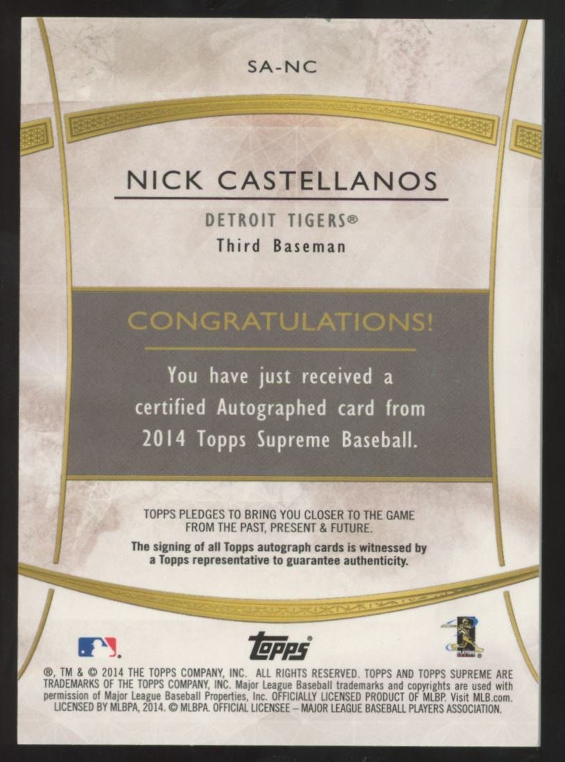 2014 Topps Supreme Nick Castellanos RC Auto Black /5 #SA-NC