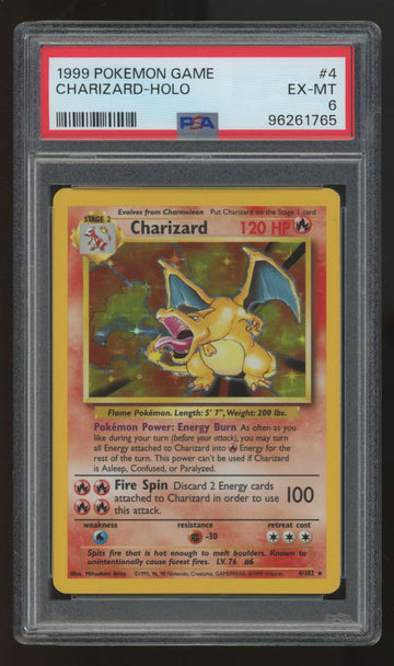 1999 Pokemon Charizard Base Set Unlimited Holo #4 PSA 6