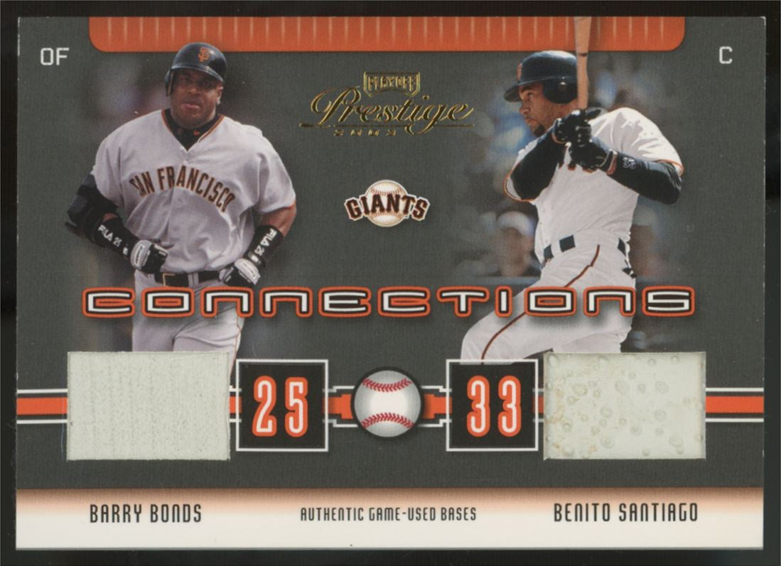 2003 Playoff Prestige Barry Bonds, Benito Santiago Connections Patch /400 #C-54