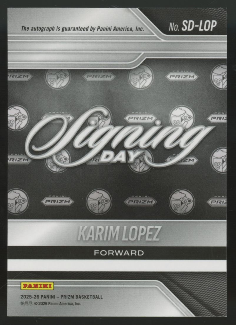 2025-26 Panini Prizm Karim Lopez NIL Signing Day Auto #SD-LOP