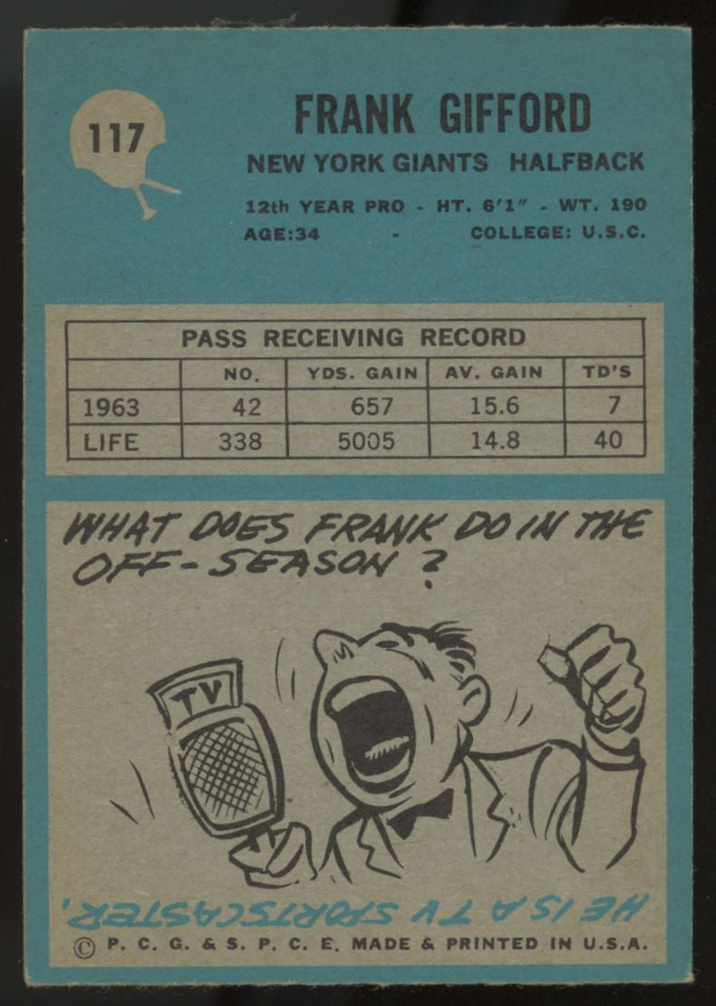 1964 Philadelphia Frank Gifford #117 EX