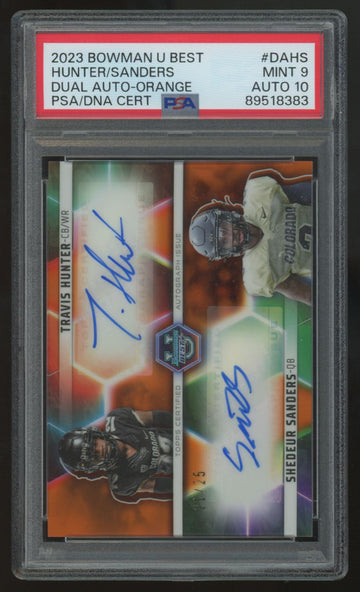 2023 Bowman Best U Hunter/Sanders Orange Dual Auto /25 #DA-HS PSA 9 10