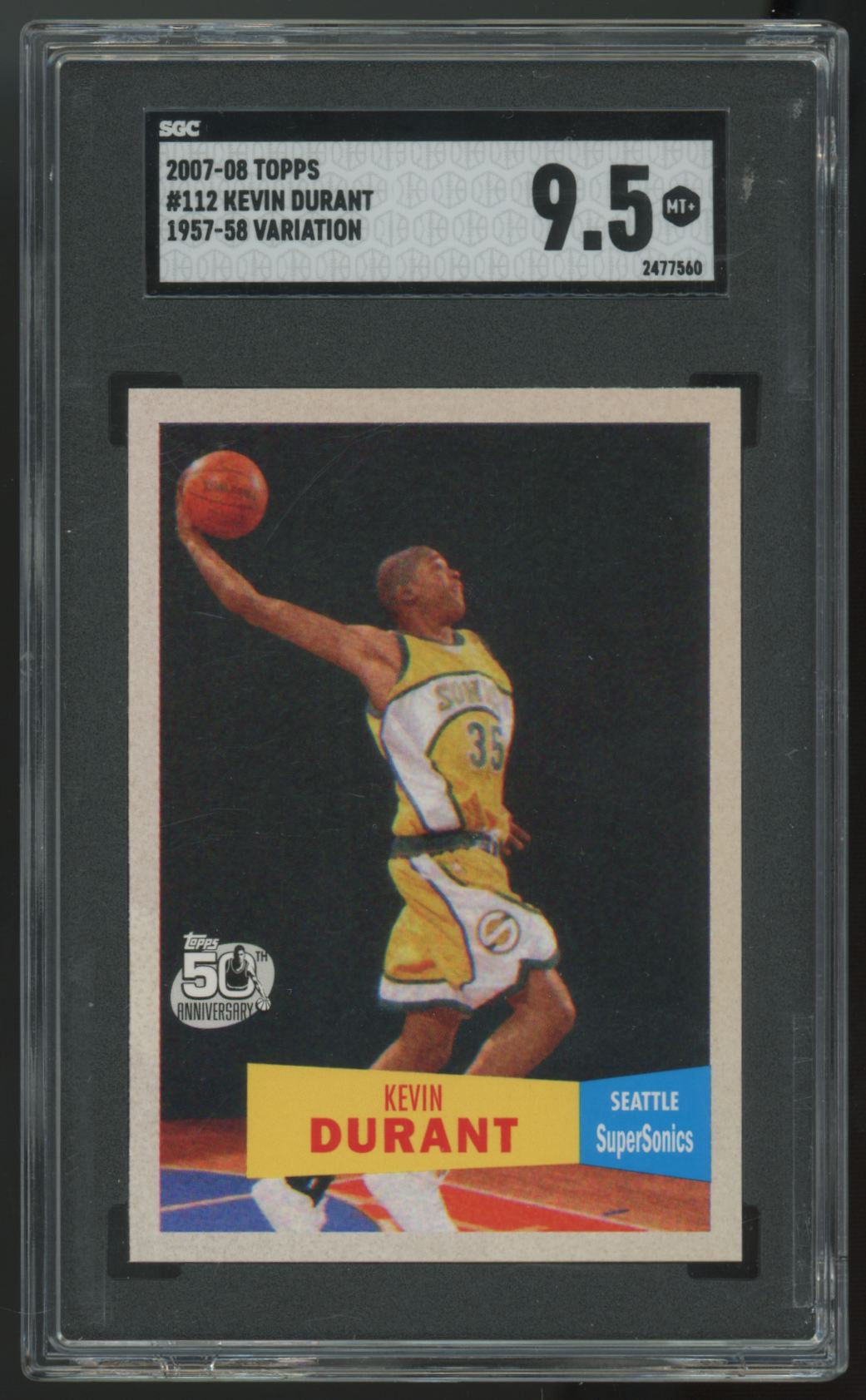2007-08 Topps Kevin Durant RC 1957-58 Variation #112 SGC 9.5