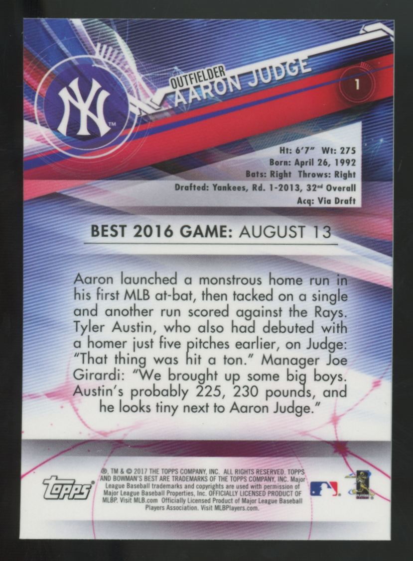 2017 Bowman's Best Aaron Judge RC #1