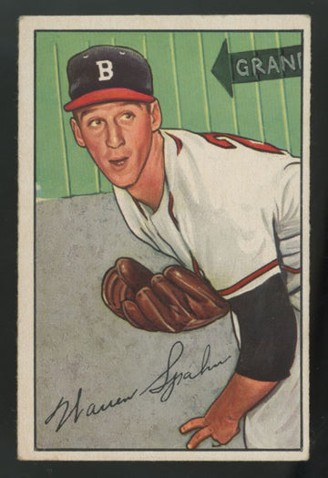 1952 Bowman Warren Spahn Picture Card #156 VG