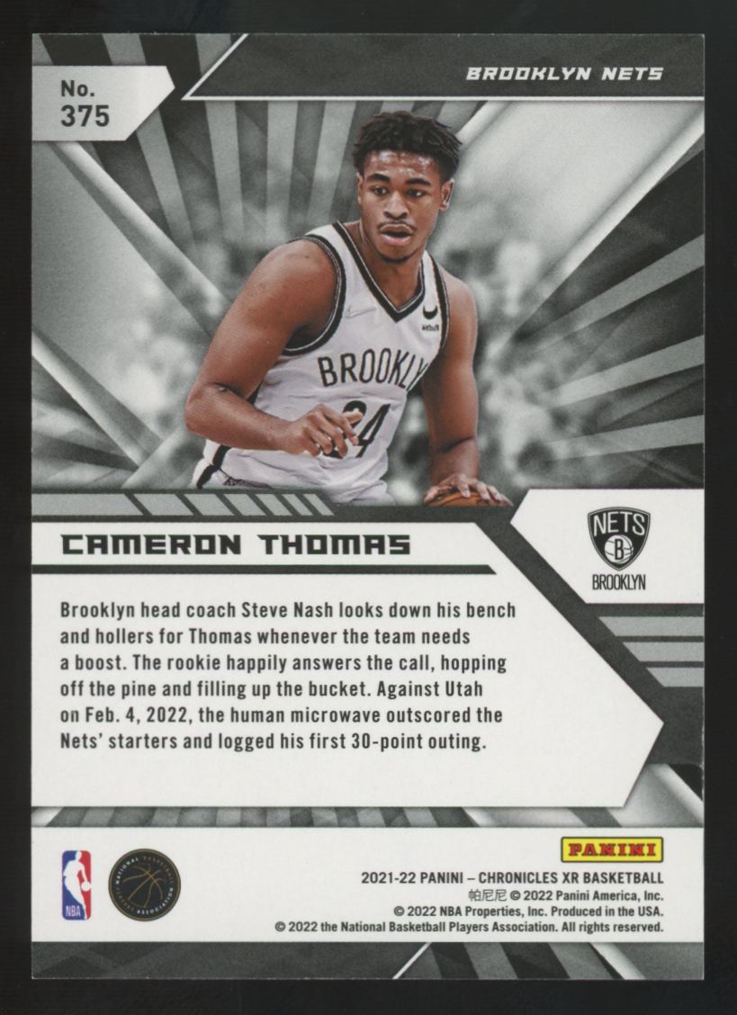2021-22 Panini Chronicles XR Cameron Thomas RC Lucky Envelopes /8 #375