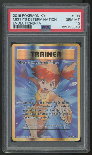 2016 Pokemon Misty's Determination Evolutions Full Art #108 PSA 10