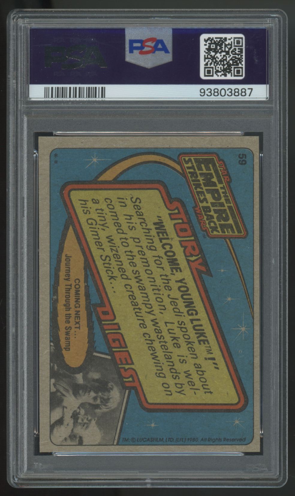 1980 Star Wars The Empire Strikes Back Yoda Welcome, Young Luke #59 PSA 9