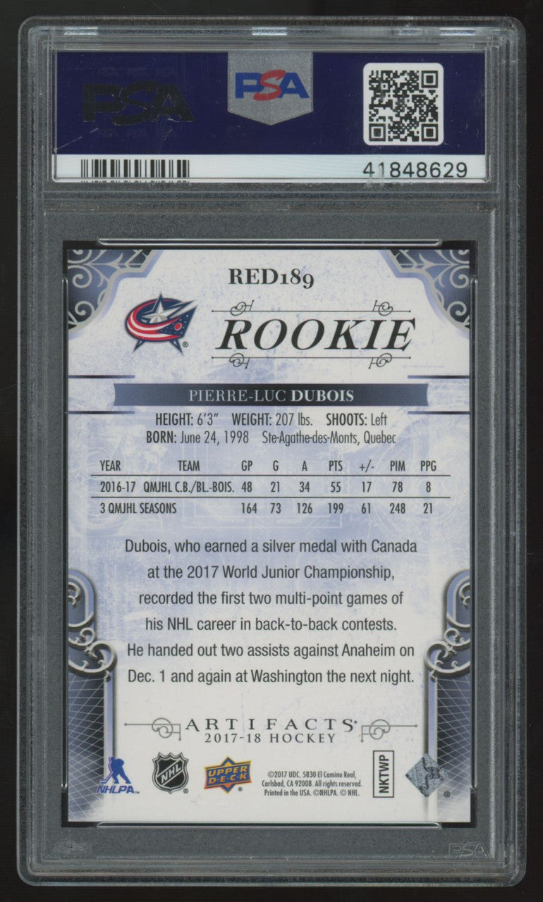 2017-18 Upper Deck Artifacts Pierre-Luc Dubois RC /799 #189 PSA 10
