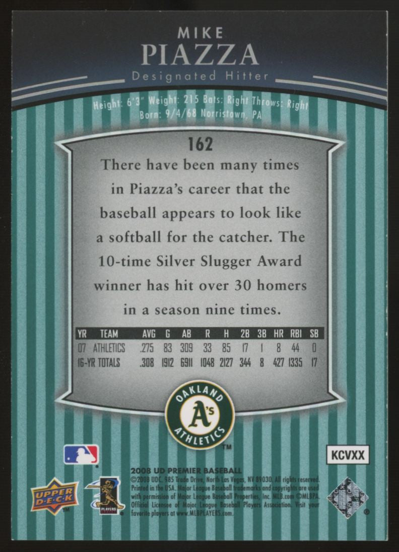 2008 Upper Deck Premier Mike Piazza Blue /15 #162