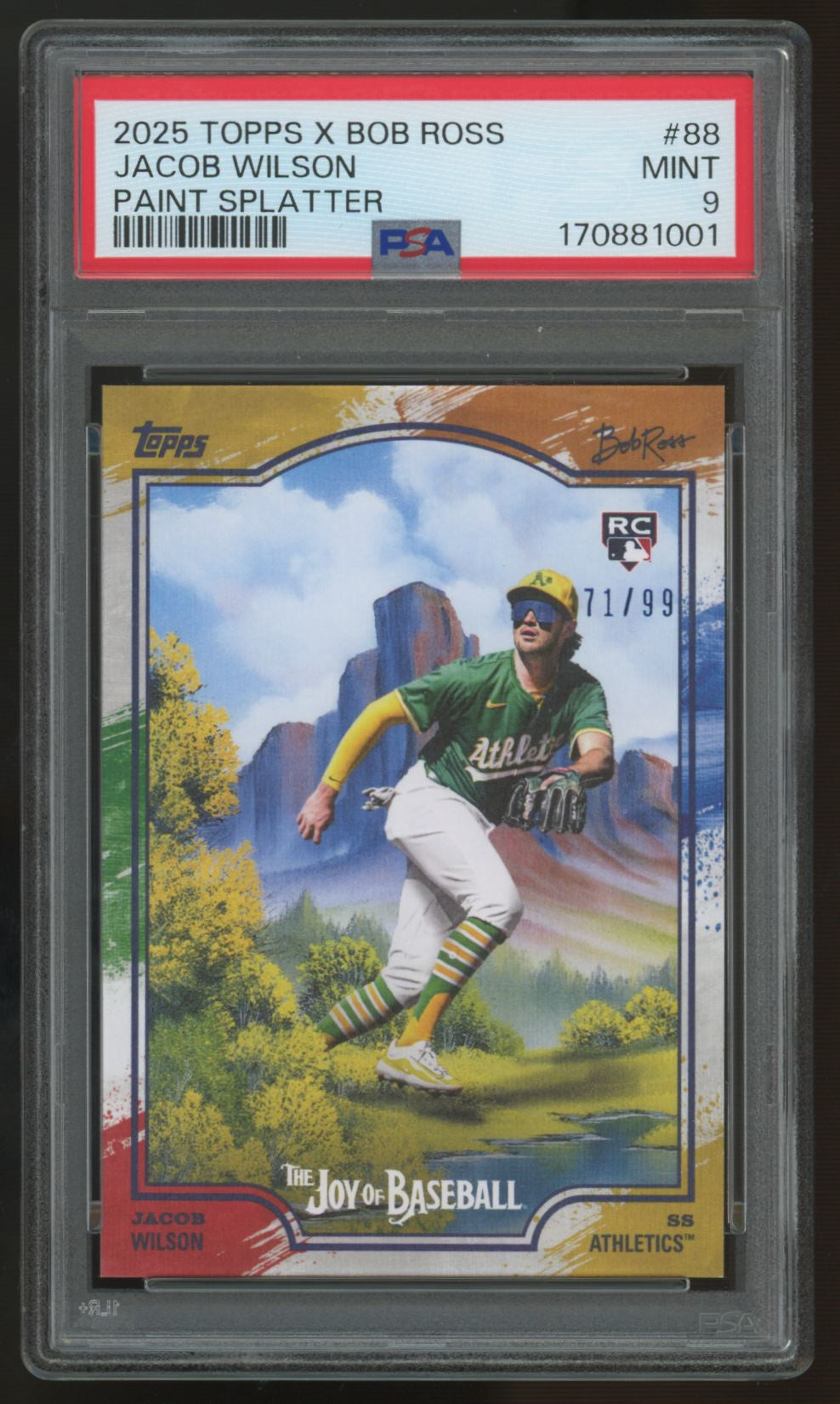 2025 Topps X Bob Ross Jacob Wilson RC Paint Splatter /99 #88 PSA 9