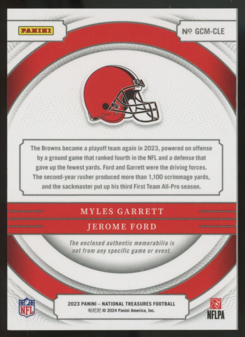2023 National Treasures Garrett/Ford Dual Gear Combo Patch /99 #GCM-CLE