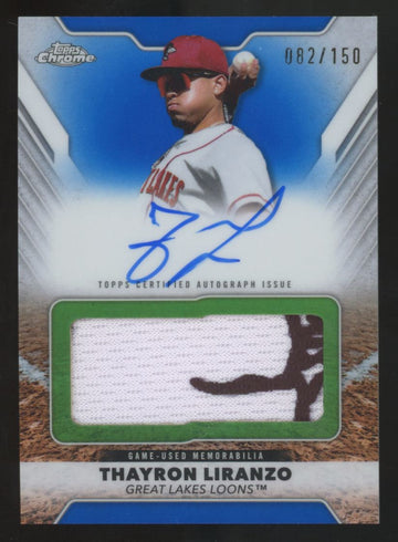 2025 Topps Chrome Pro Debut Thayron Liranzo Blue Jumbo Patch Auto /150 #PDJAR-TL