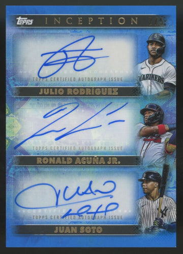 2024 Topps Inception Julio Rodriguez Ronald Acuna Jr. Juan Soto Triple Auto /5