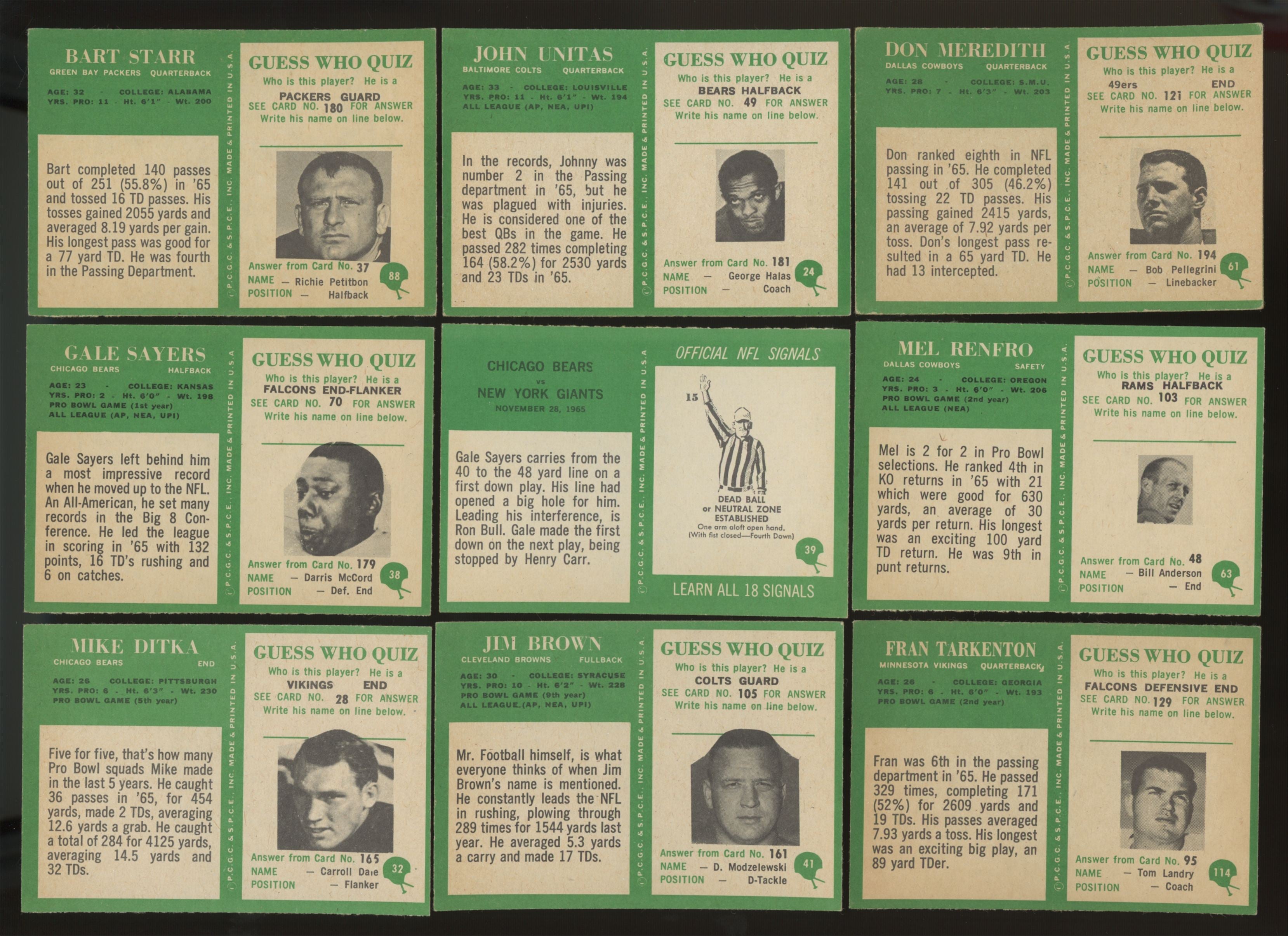 1966 Philadelphia Football Near Complete Set (192/198) EX-NM