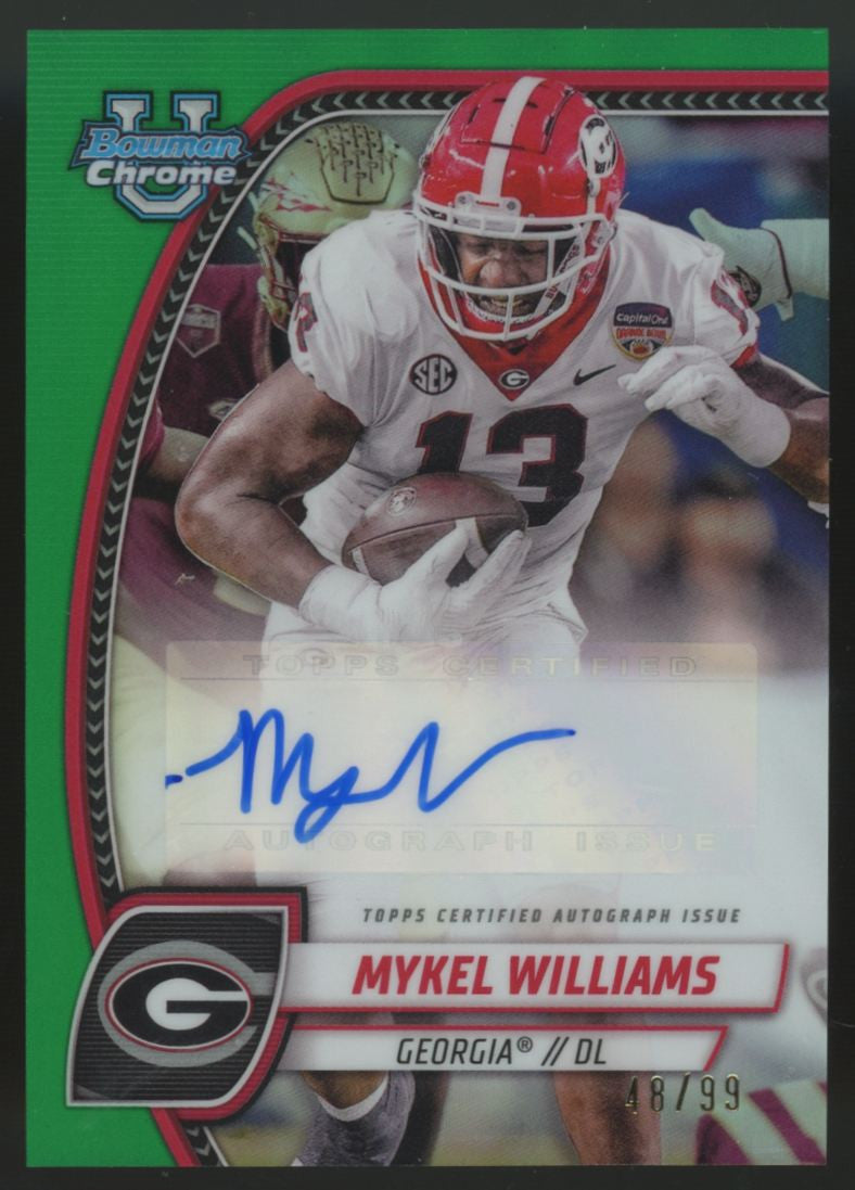 2024 Bowman Chrome University Mykel Williams Prospect Green Refractor Auto /99