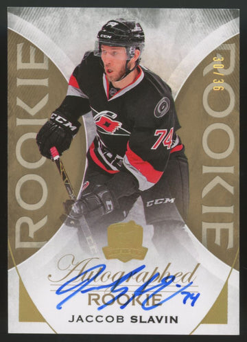 2015-16 Upper Deck The Cup Jaccob Slavin RC Gold Spectrum Auto /36 #116