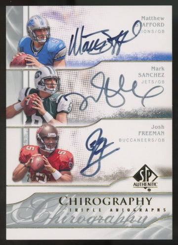 2009 Upper Deck SP Authentic Matthew Stafford/Sanchez/Freeman RC Triple Auto /25